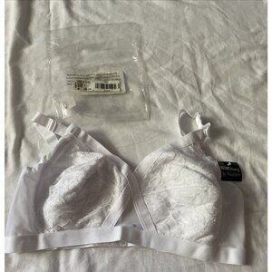 White Lace Wireless Bra Size 42B By Plusform Instant Shaping With Adjustable Str